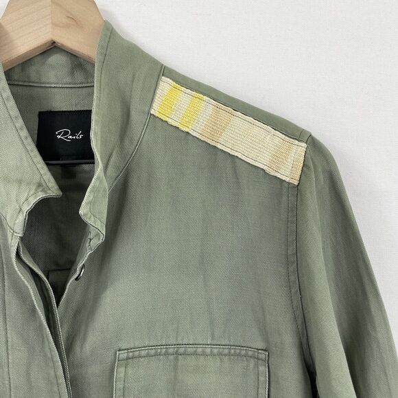 Rails Jacket‎ Womens Small Green Relaxed Linen Military Utility Festival Coastal - Picture 6 of 16